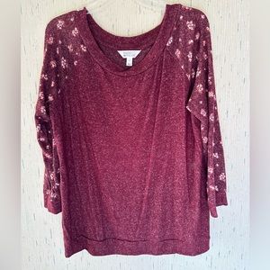 Market & Spruce Maroon Longsleeve Top Women’s XL